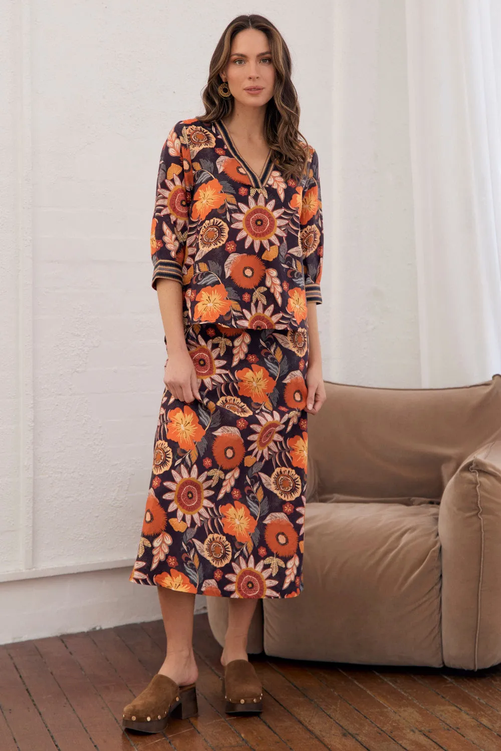 Kora Top in Abigail Cozy Fit Wear Casual Layer Look