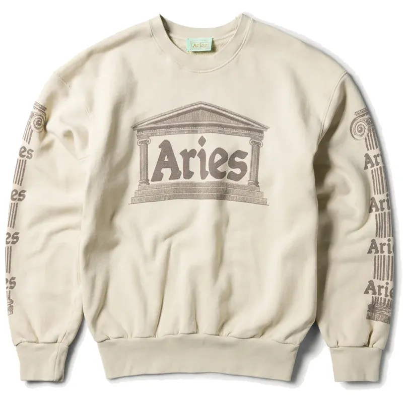 graffiti print Relaxed Street Aries Womens Ancient Column Sweat Beige