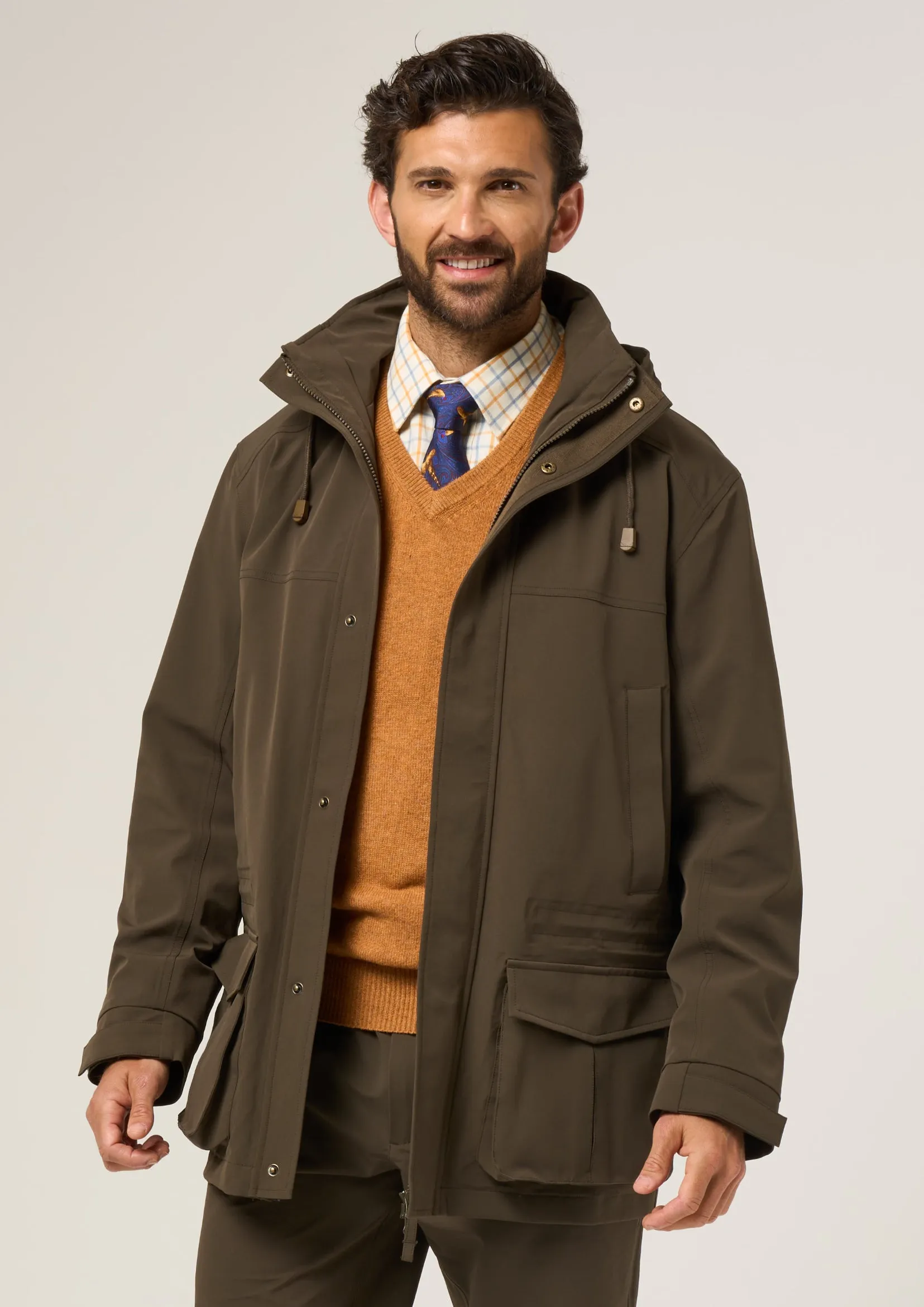 Lockwood Men's Shooting Coat In Olive - Shooting Fit Windbreaker Style Bonded Seam Technology