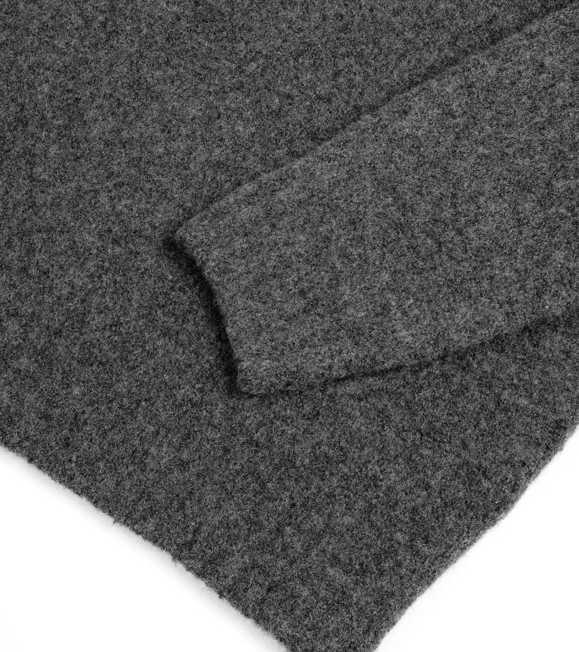 Fedeli Basket Wool Cashmere Mix Long Sleeve Knit Polo Shirt: Stone Melange Lightweight Feel Layered Skirt