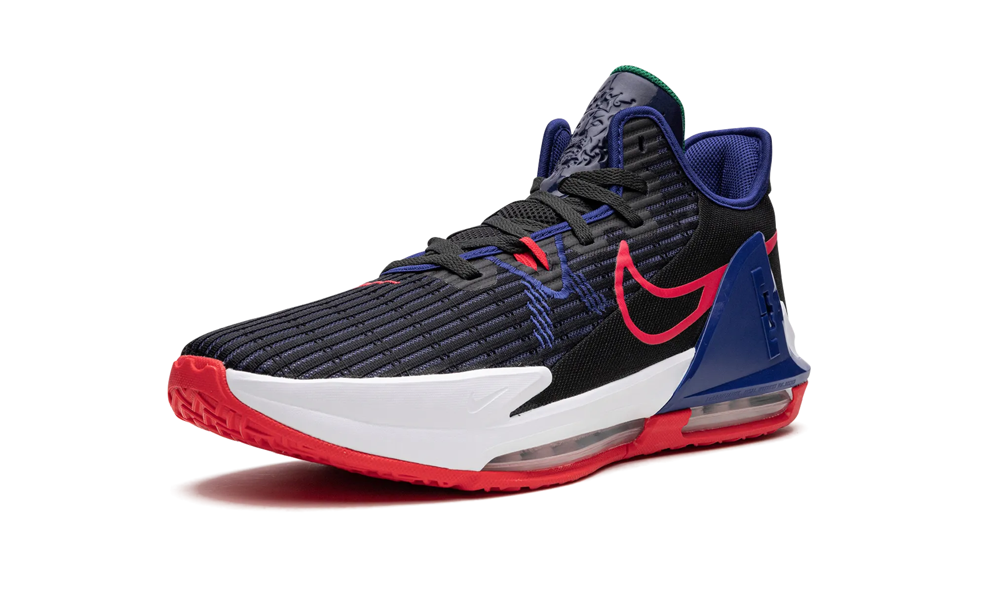 Lightweight Frame Design running in a bike lane area shoes LeBron Witness VI "Blackened Blue"