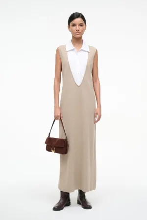 LESLIE DRESS | SAND WHITE Smart Edge Chic Waistband Design