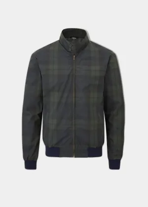 Snap Button Letson Bomber Jacket In Navy Check