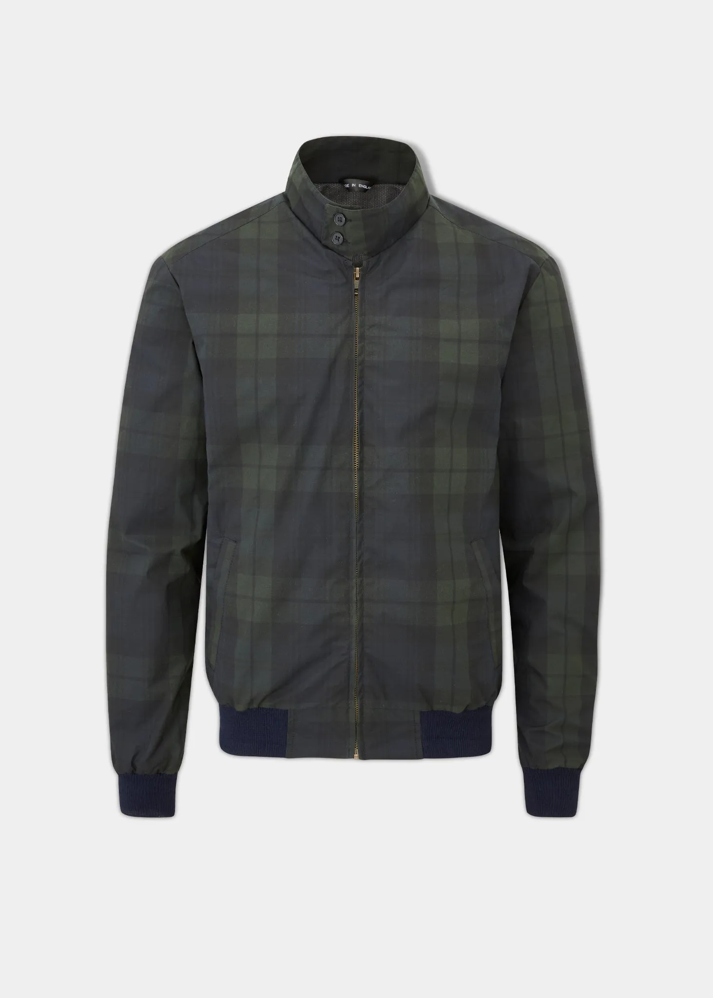 Snap Button Letson Bomber Jacket In Navy Check