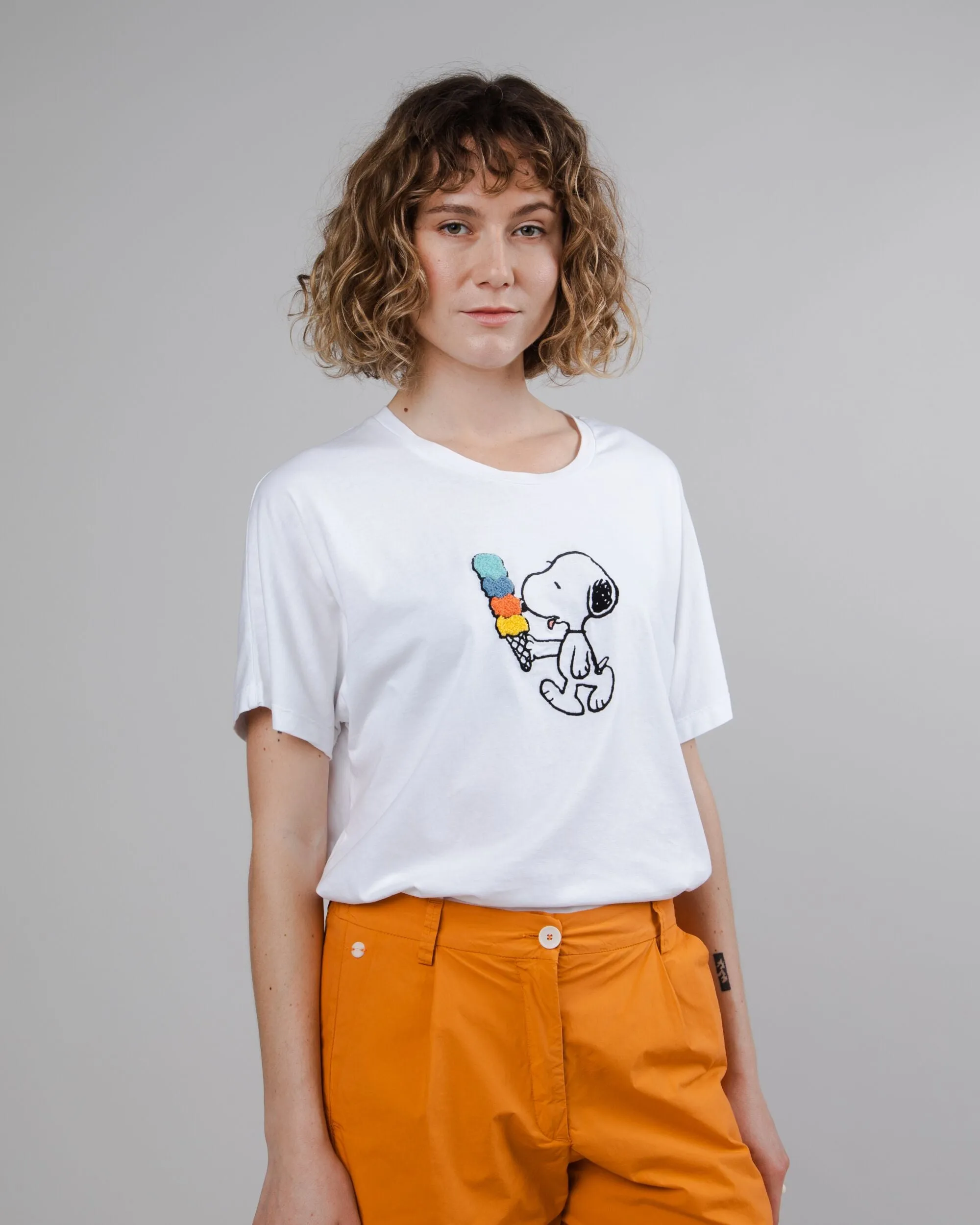 Peanuts Icecream Oversize Tee White Printed design