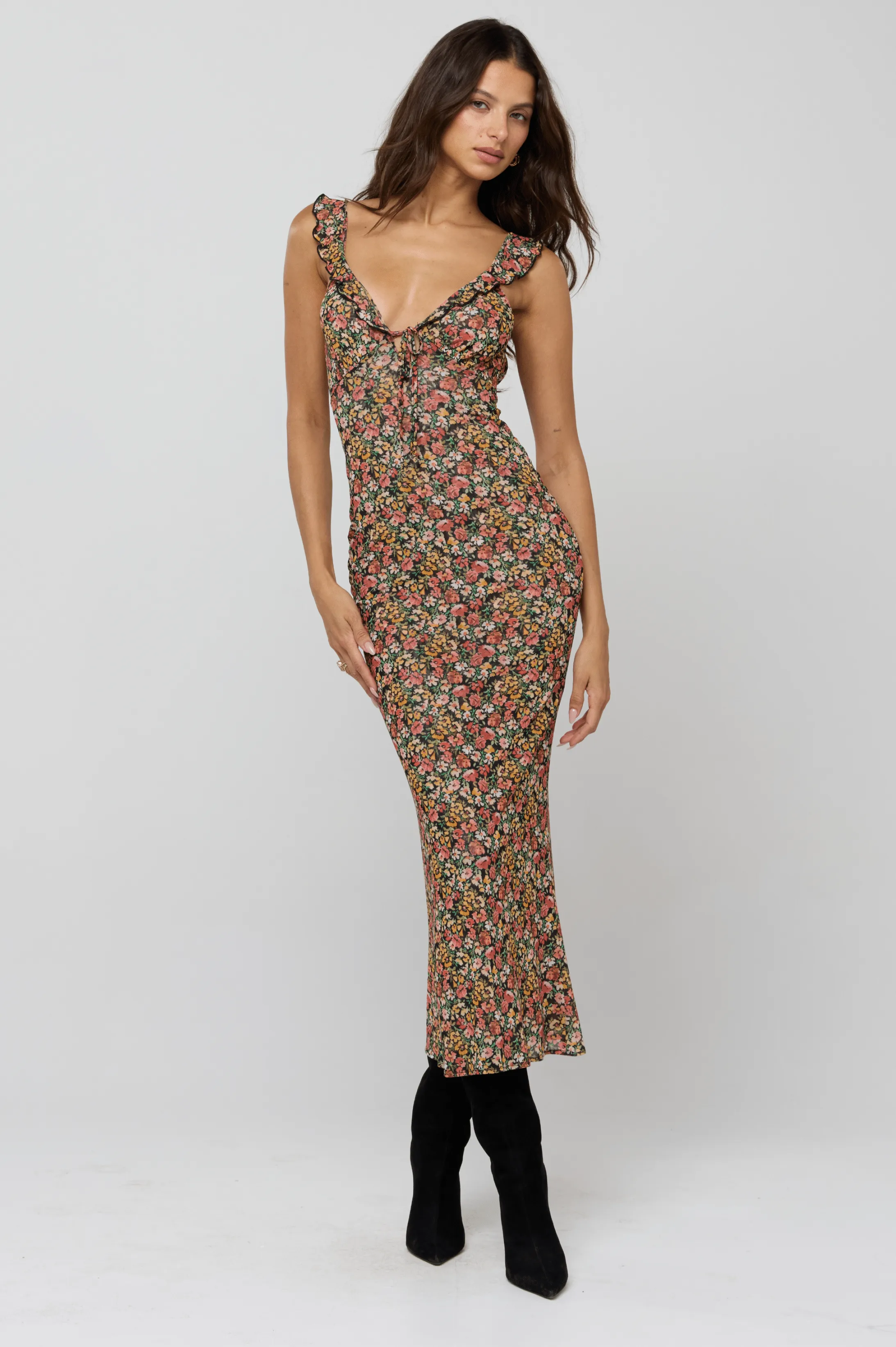 Feminine Touch Subtle Look Goldie Dress in Fig