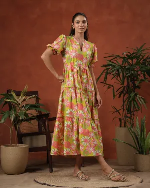 Women's Floral Printed Tier Dress Everyday Look