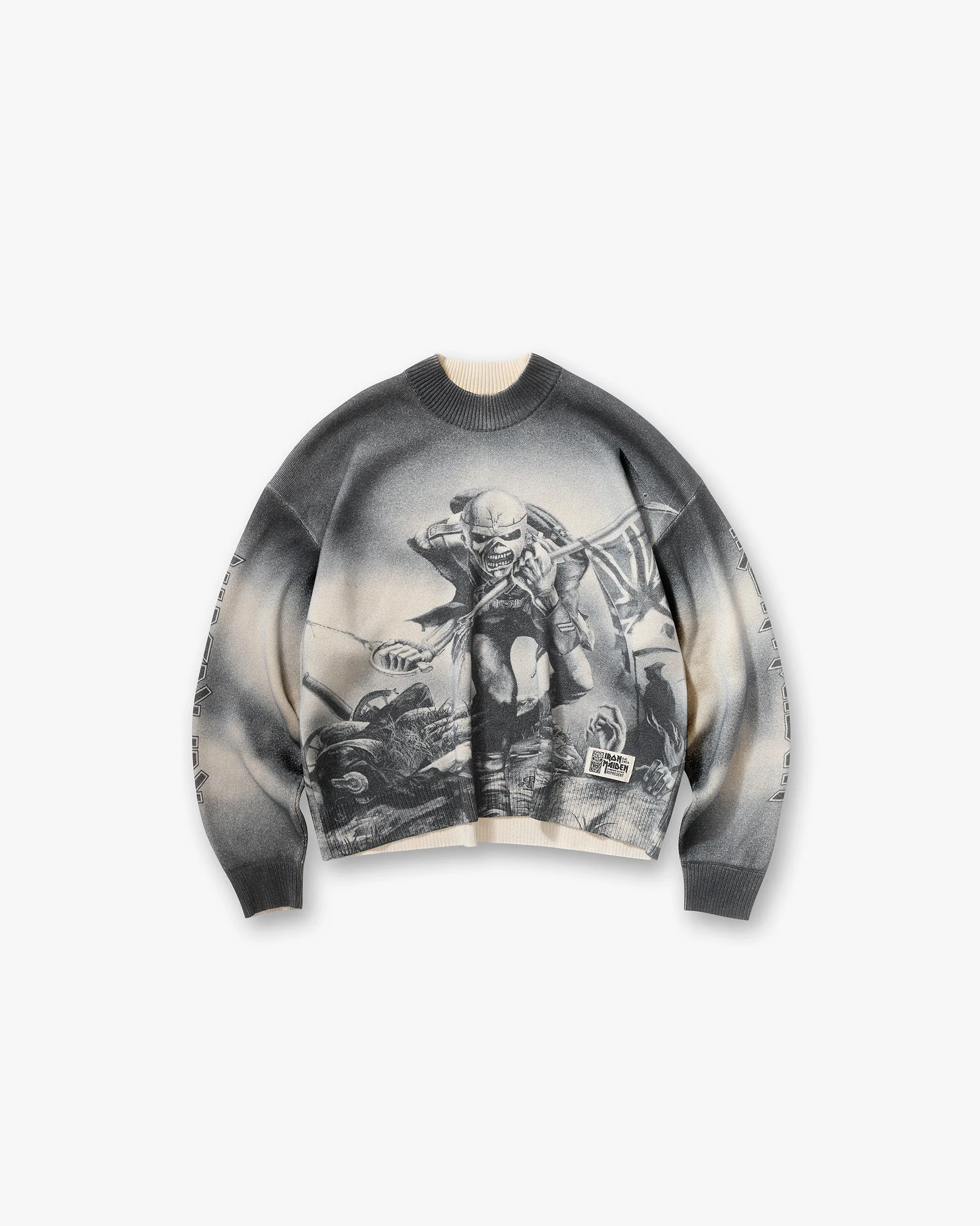 Represent X Iron Maiden Trooper Knit Sweater - Sunfade Grey MoistureManagementSystem
