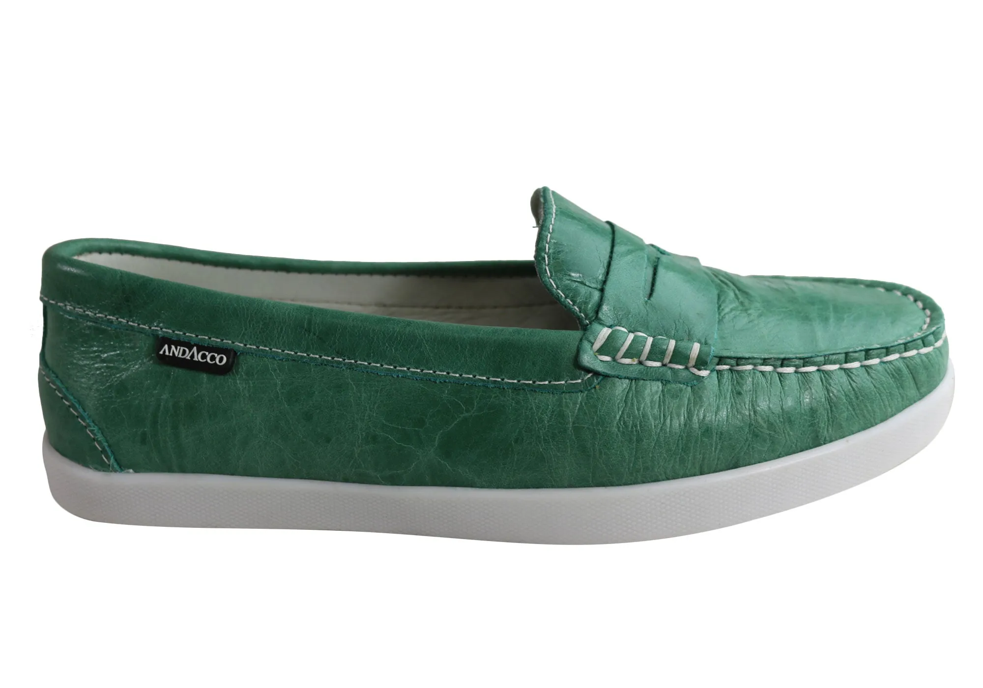 Andacco Millie Womens Comfortable Flat Leather Loafers Made In Brazil Fun Hike PU material