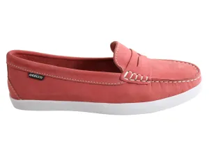 Andacco Millie Womens Comfortable Flat Leather Loafers Made In Brazil Off Duty