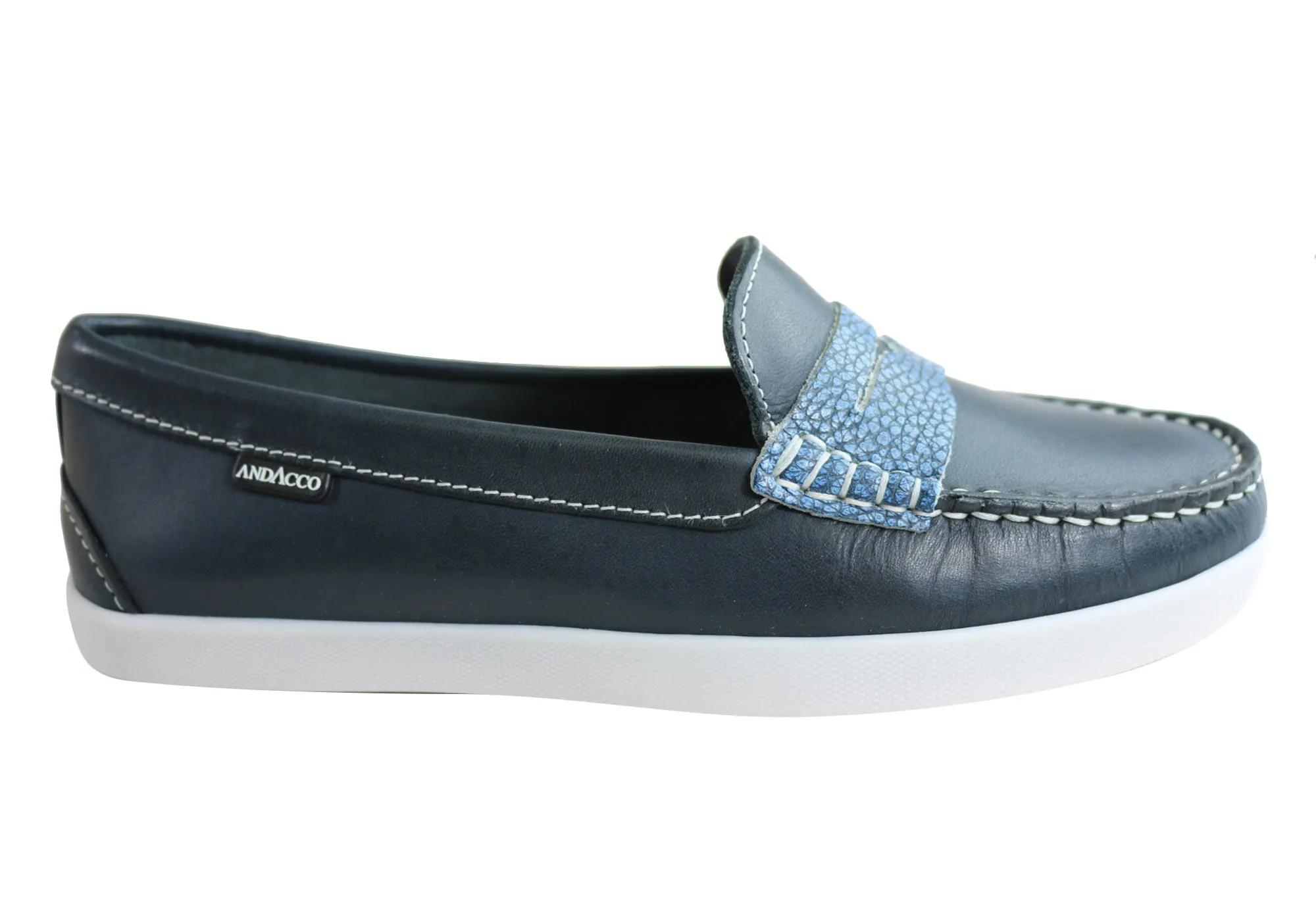 Andacco Millie Womens Comfortable Flat Leather Loafers Made In Brazil Soft Base