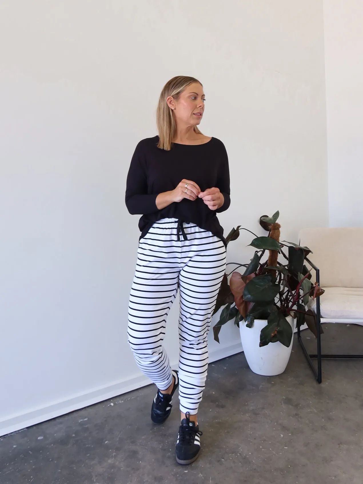 Heidi Pants - White and Black Non Irritating Comfort waistband