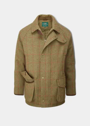 color block Combrook Men's Waterproof Tweed Coat In Sage - Regular Fit