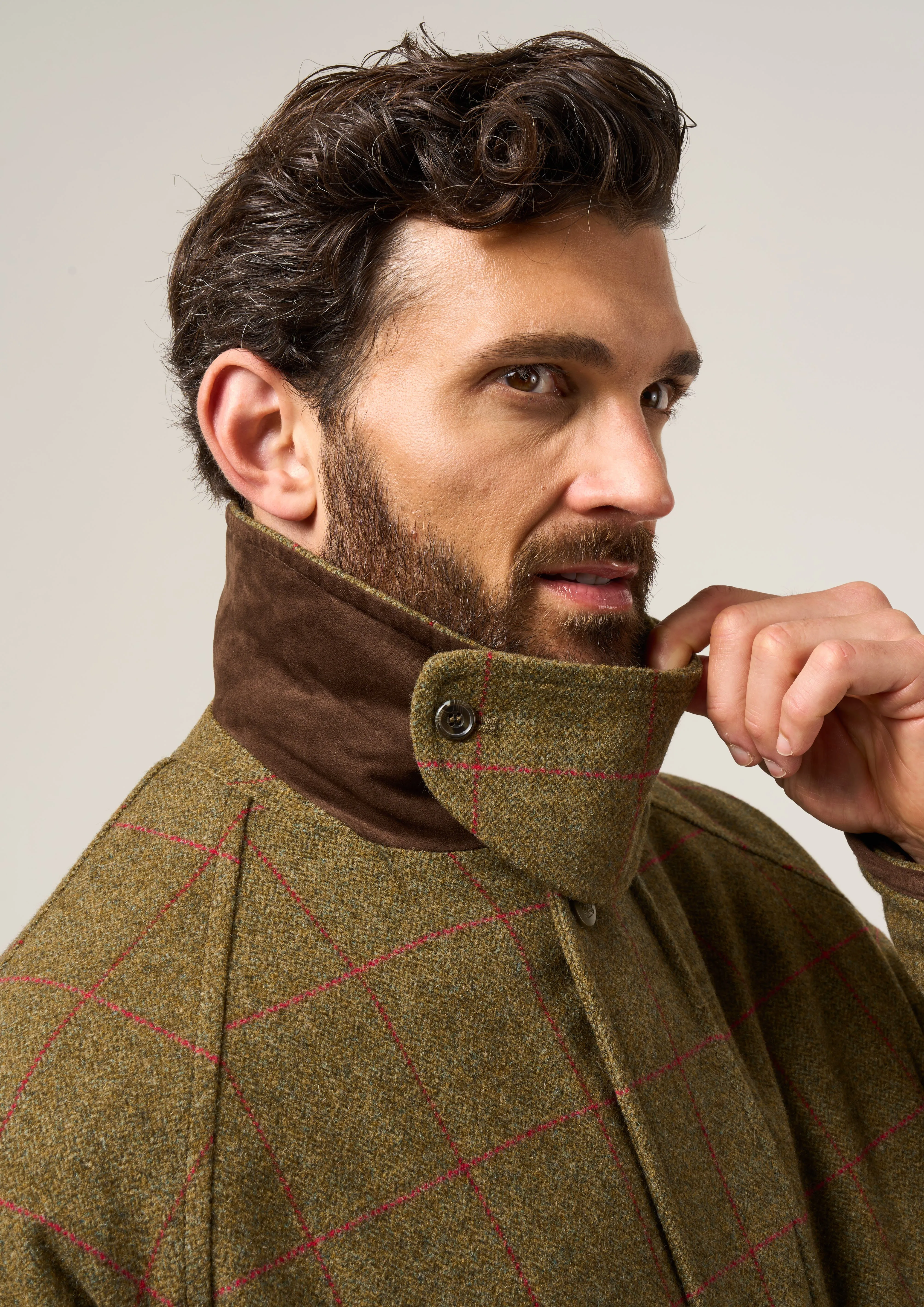 New Cut Combrook Men's Waterproof Tweed Coat In Sage - Regular Fit