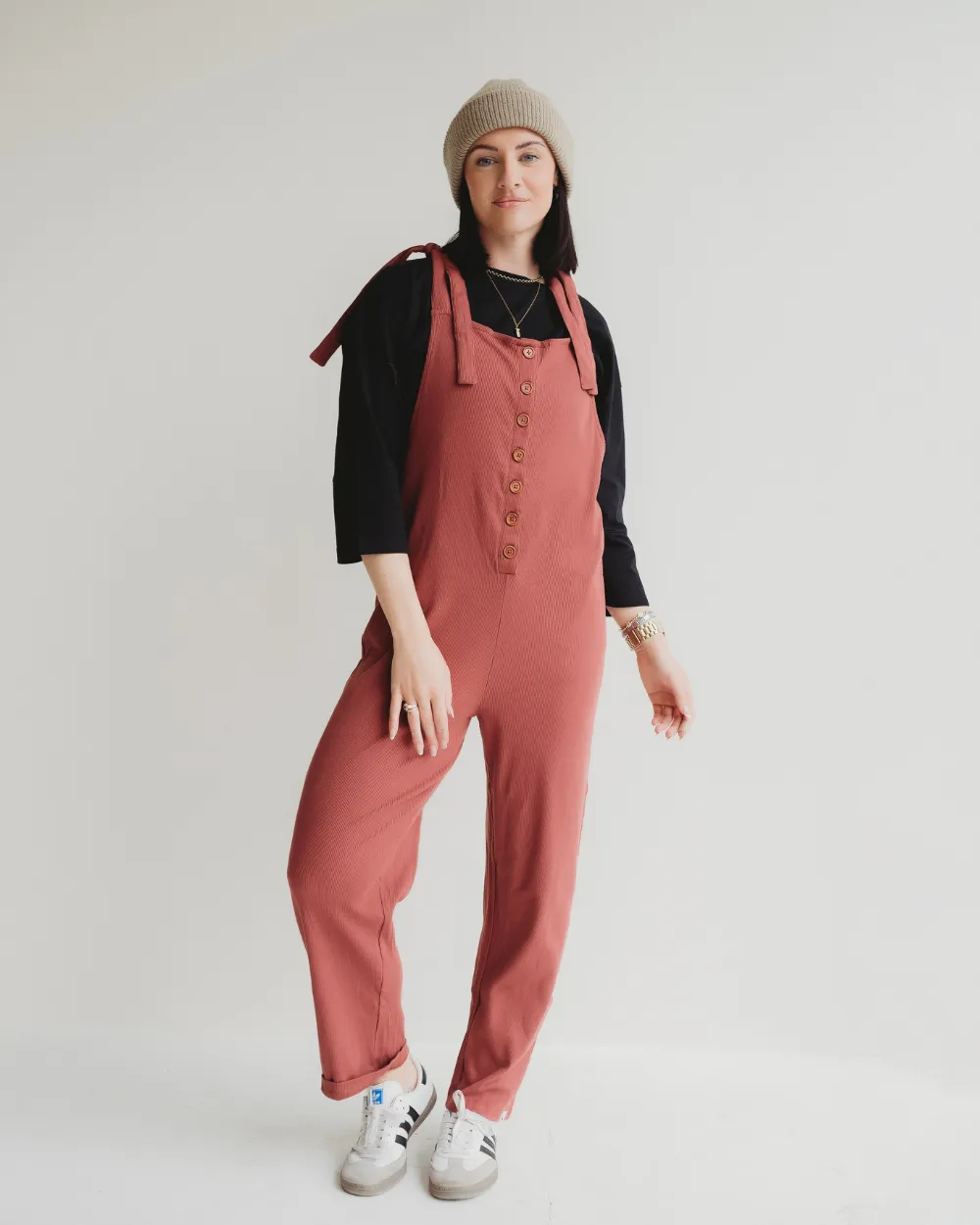 Erin Red Dungarees Silent Mood Warm Pants