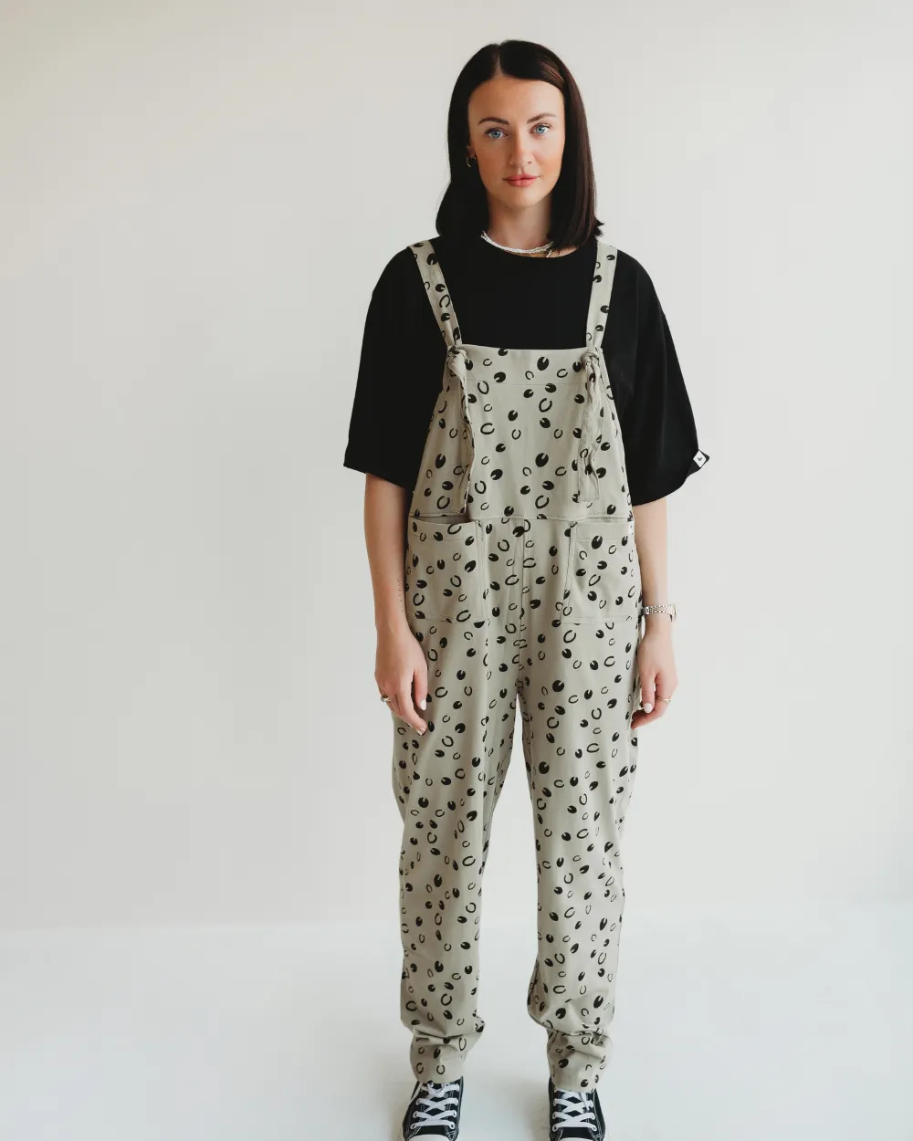 Cozy Wrap Lila Grey Equestrian Print Dungarees