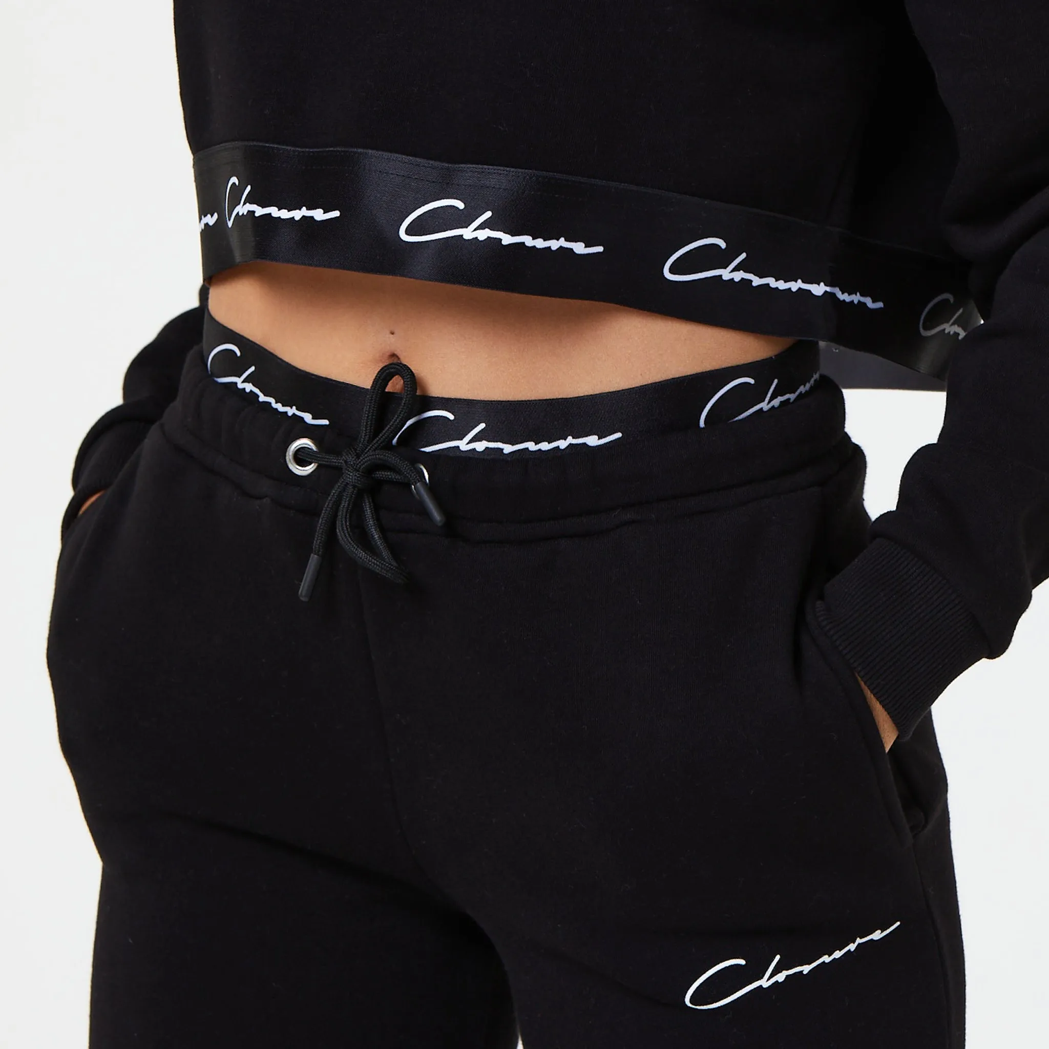 product tie dye uniqueness No pockets Logo Band Cropped Hoodie | Black