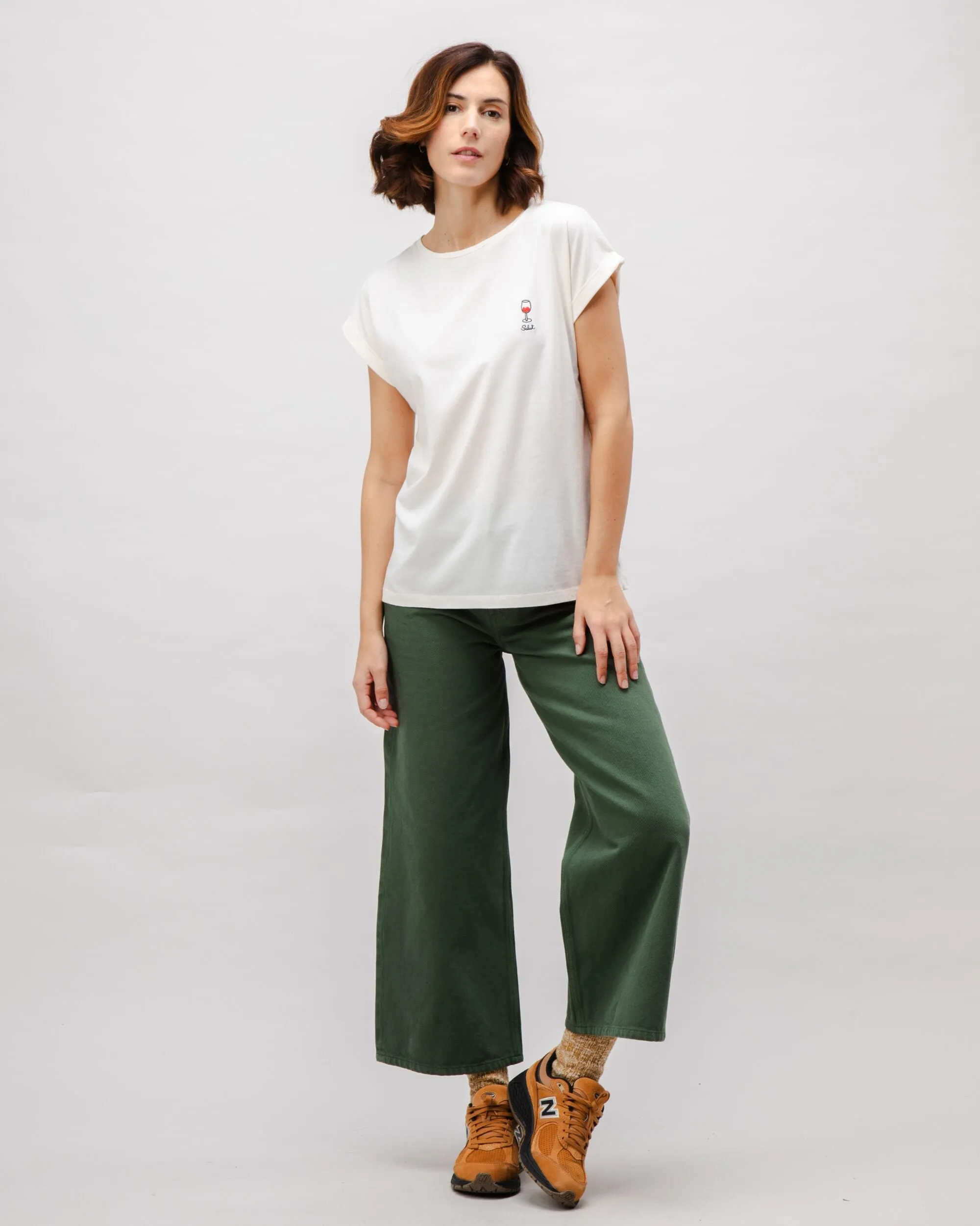 Salut Scoop Cotton Tee Ecru Comfortable Touch Vibrant Prints