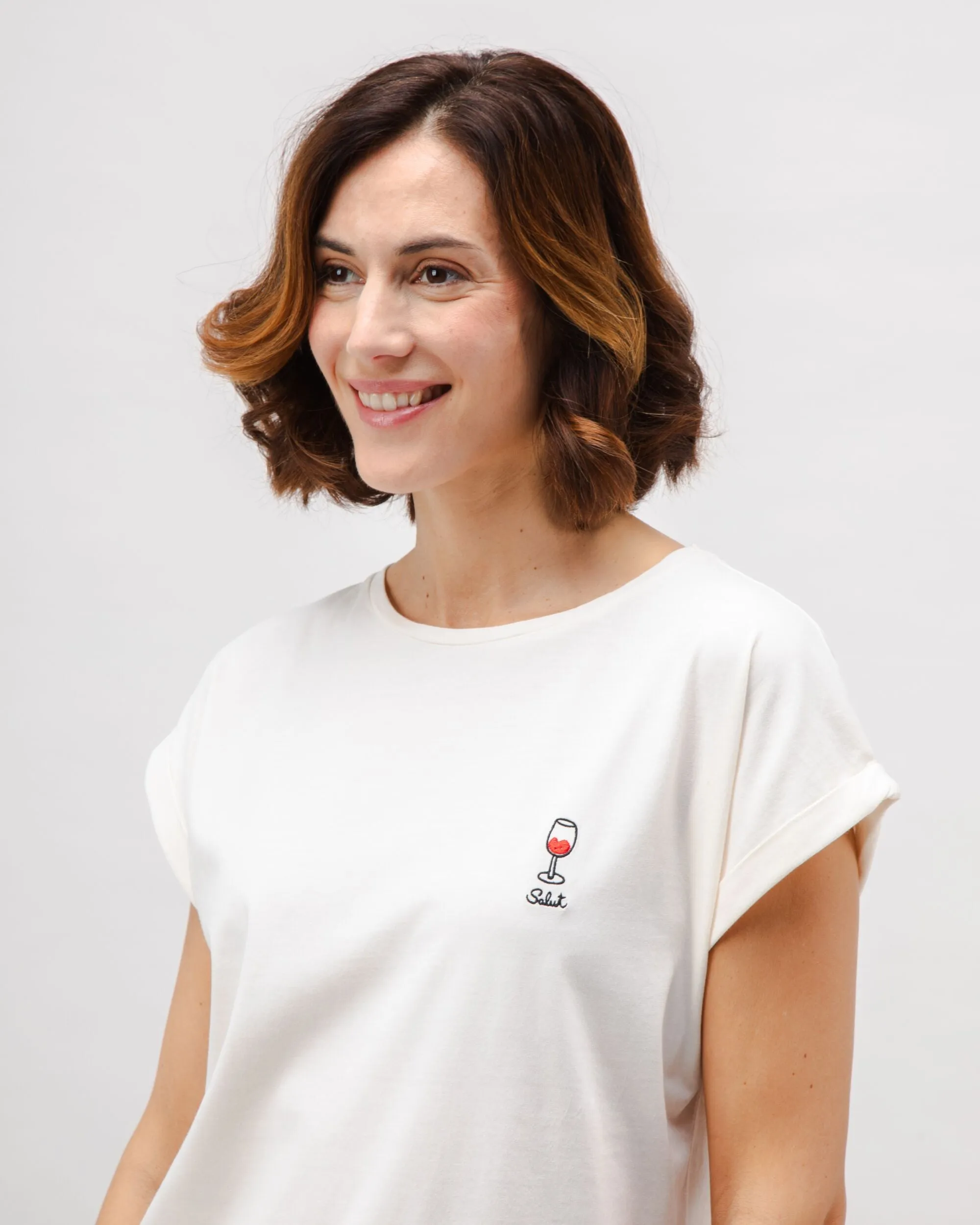 Salut Scoop Cotton Tee Ecru Layered Hem Detail Easy Wear Look