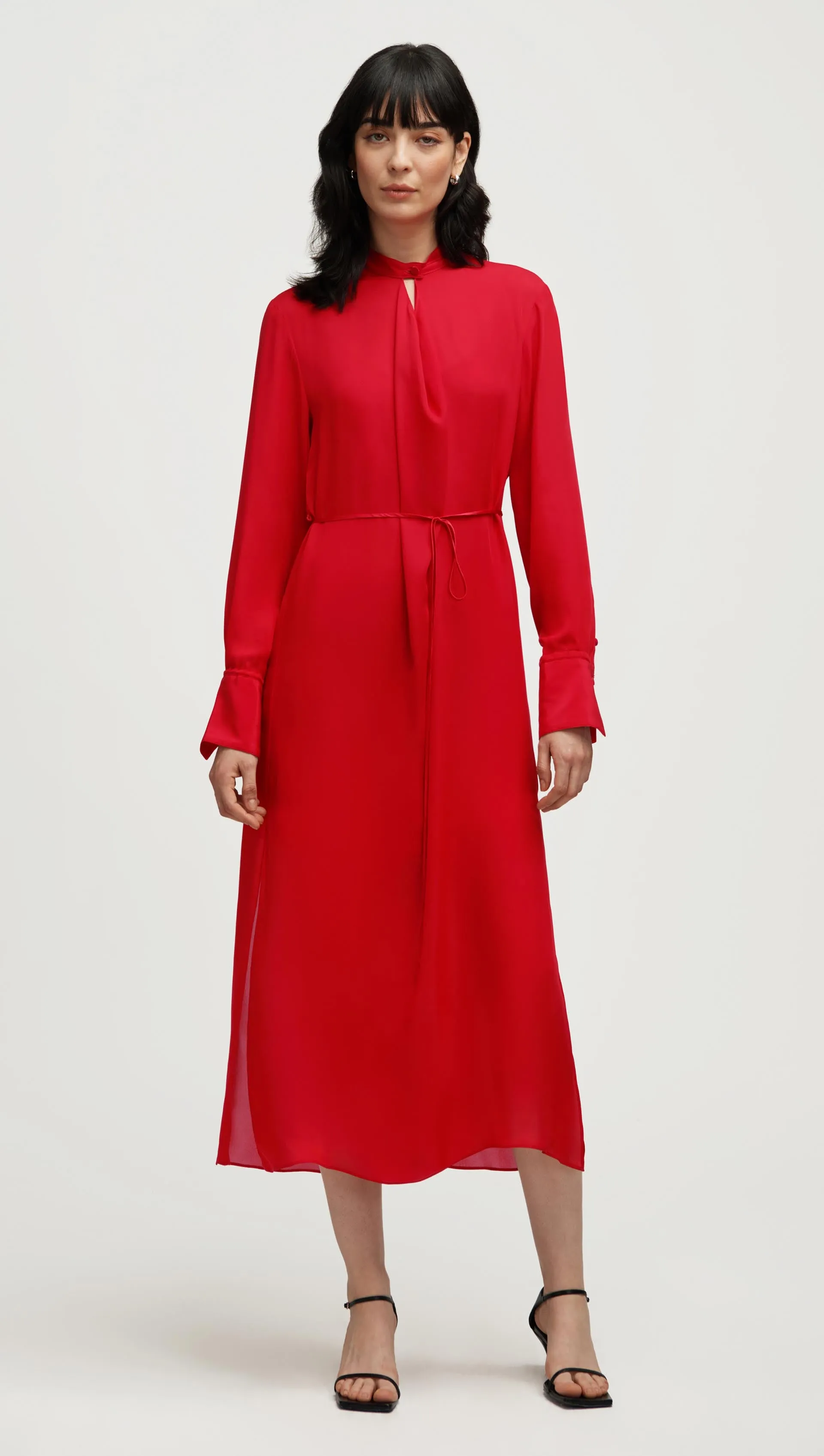 Longsleeve Cowl Neck Dress in Silk | Tomato Mix-And-Match