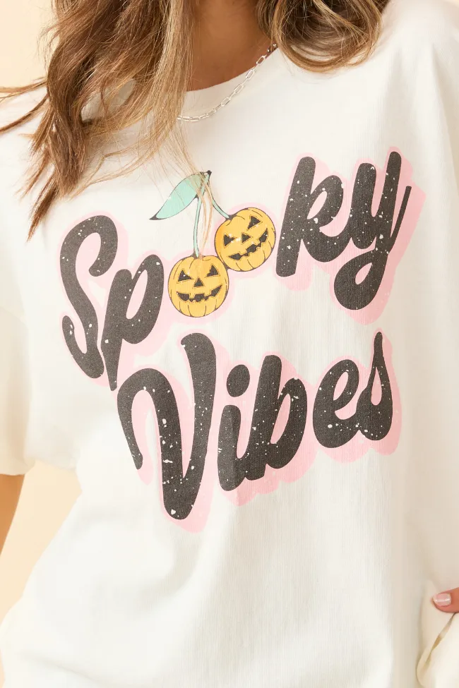 Durable Knitwear Spooky Vibes Off White Oversized Graphic Tee SALE