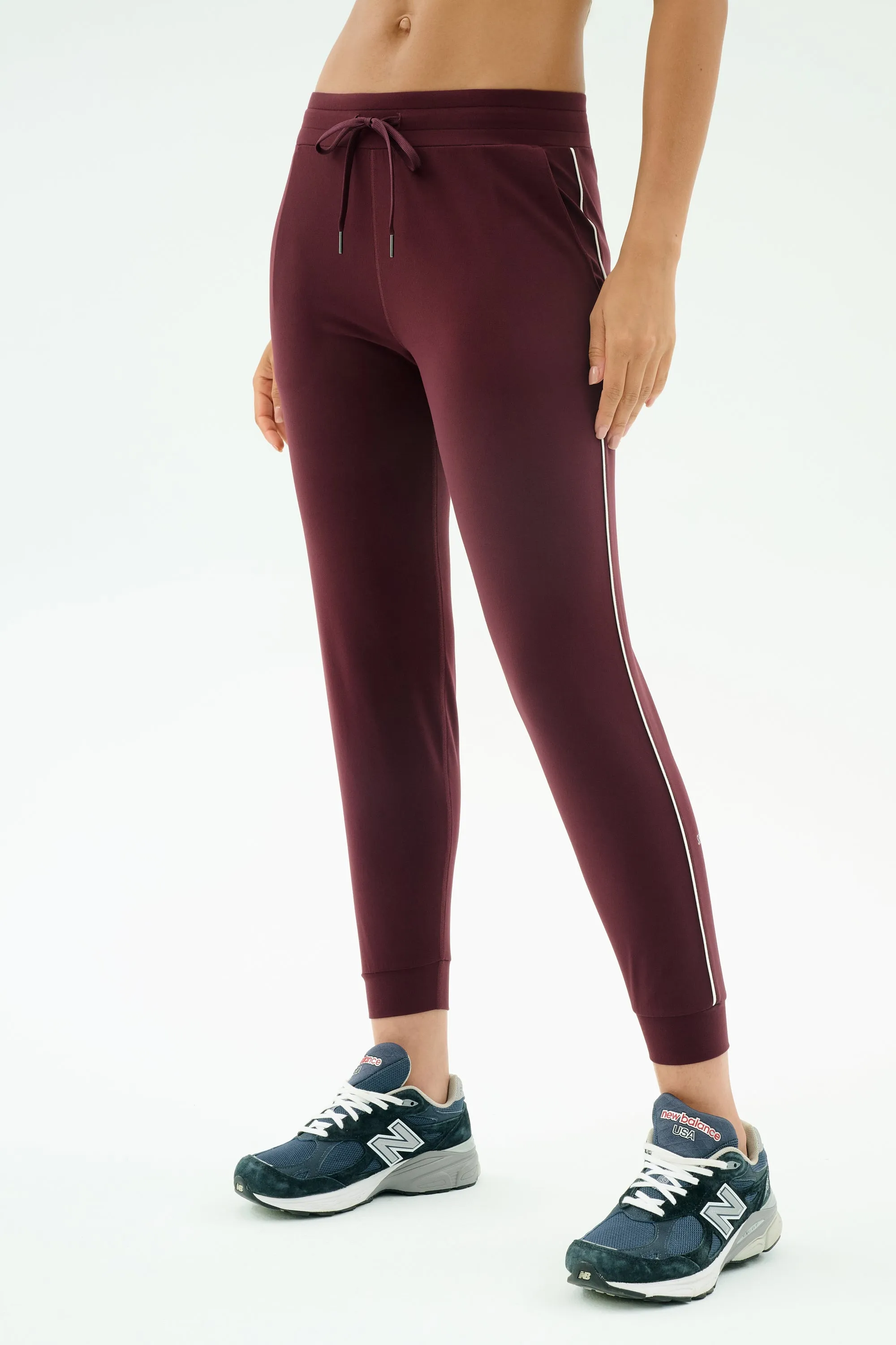 Airweight Jogger 7/8 with Piping - Dark Cherry/Indigo Relaxed Lines