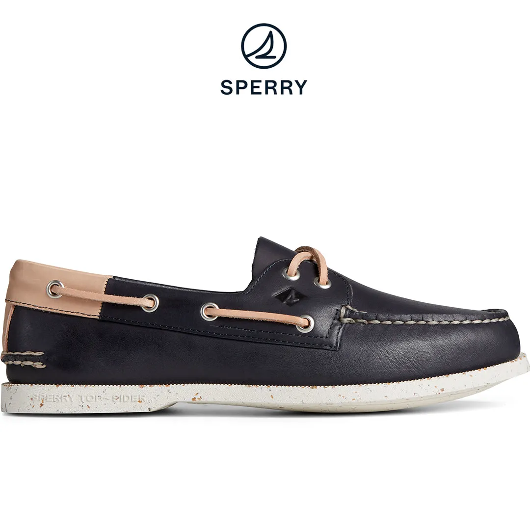 Men's Authentic Original? Vegetable Re-Tanned Leather Boat Shoe Navy (STS25187) Urban Life Float Feel