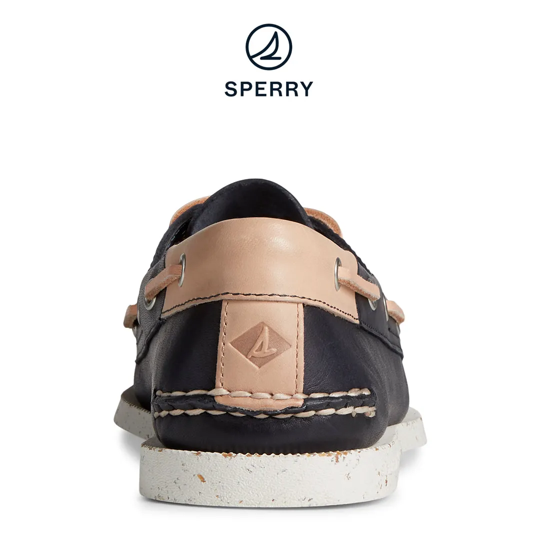 Flat Base Dirt Walk Men's Authentic Original? Vegetable Re-Tanned Leather Boat Shoe Navy (STS25187)