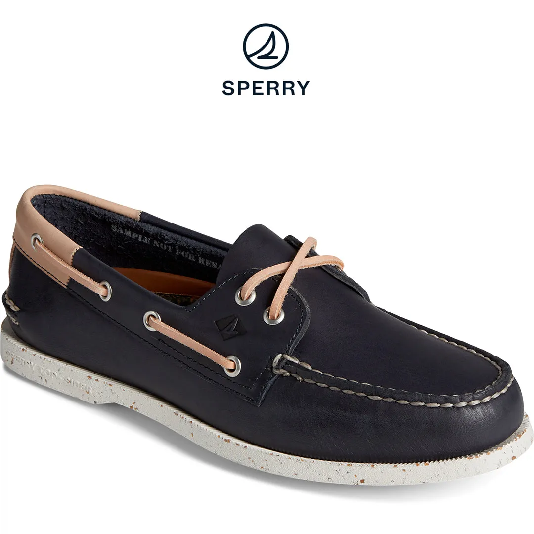 Move Comfort Short Distance Men's Authentic Original? Vegetable Re-Tanned Leather Boat Shoe Navy (STS25187)