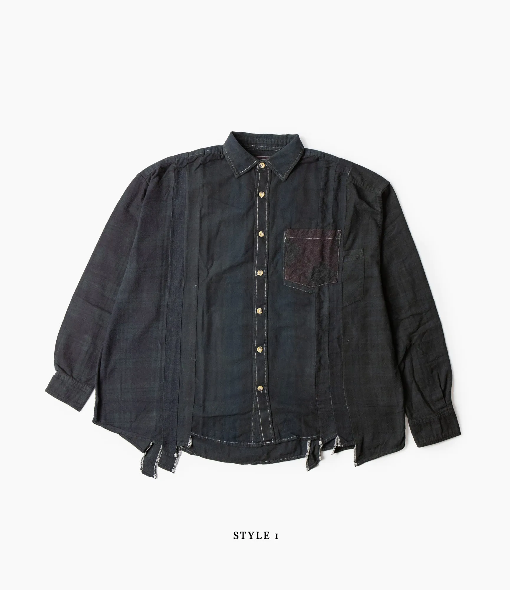 7 Cuts Wide Shirt ?C Black Overdyed Flannel PreShrunkCotton