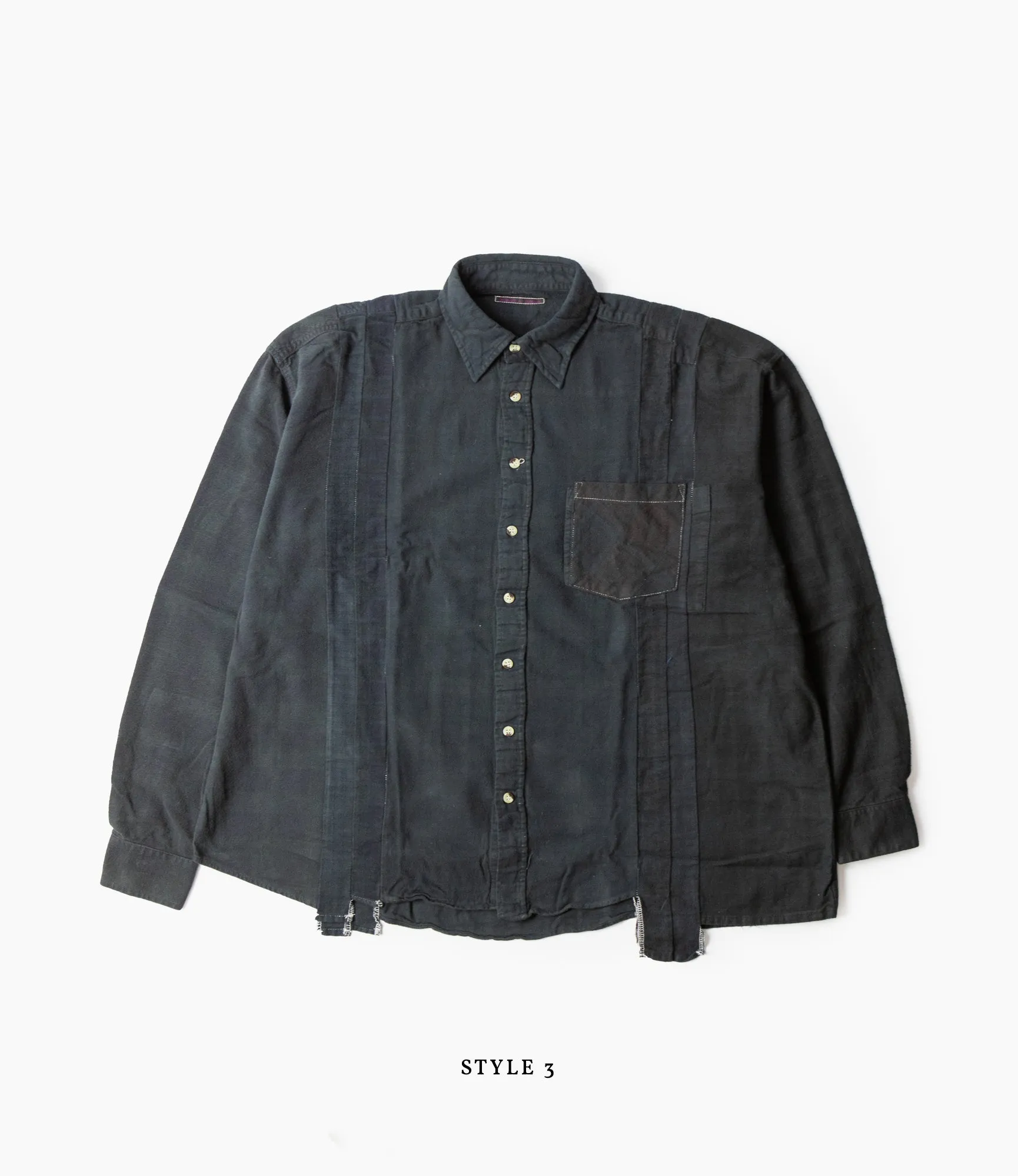 Street Smart 7 Cuts Wide Shirt ?C Black Overdyed Flannel