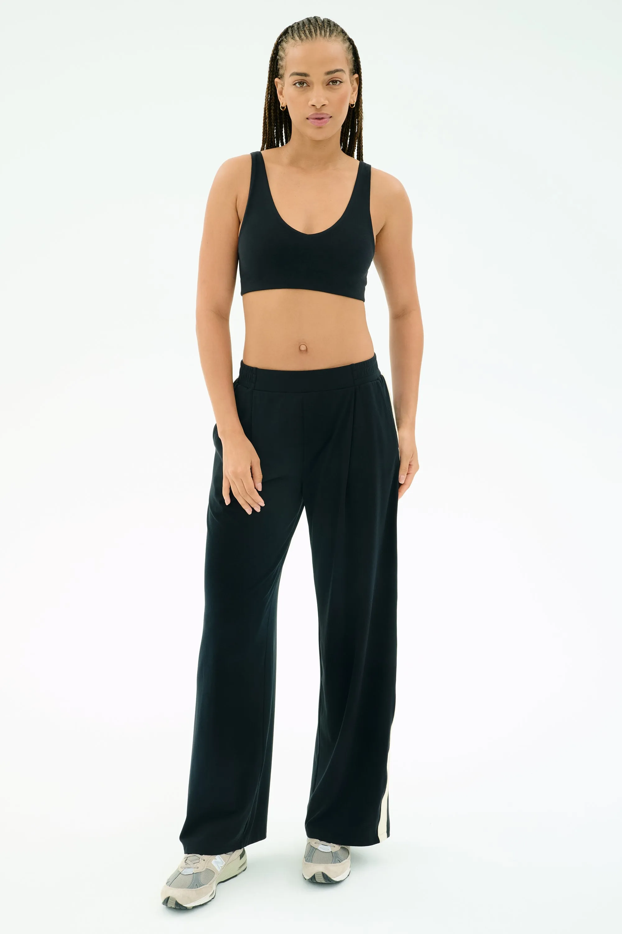 HighDensityWeave Tough Flex Luca Airweight Trouser with Stripe - Black/White