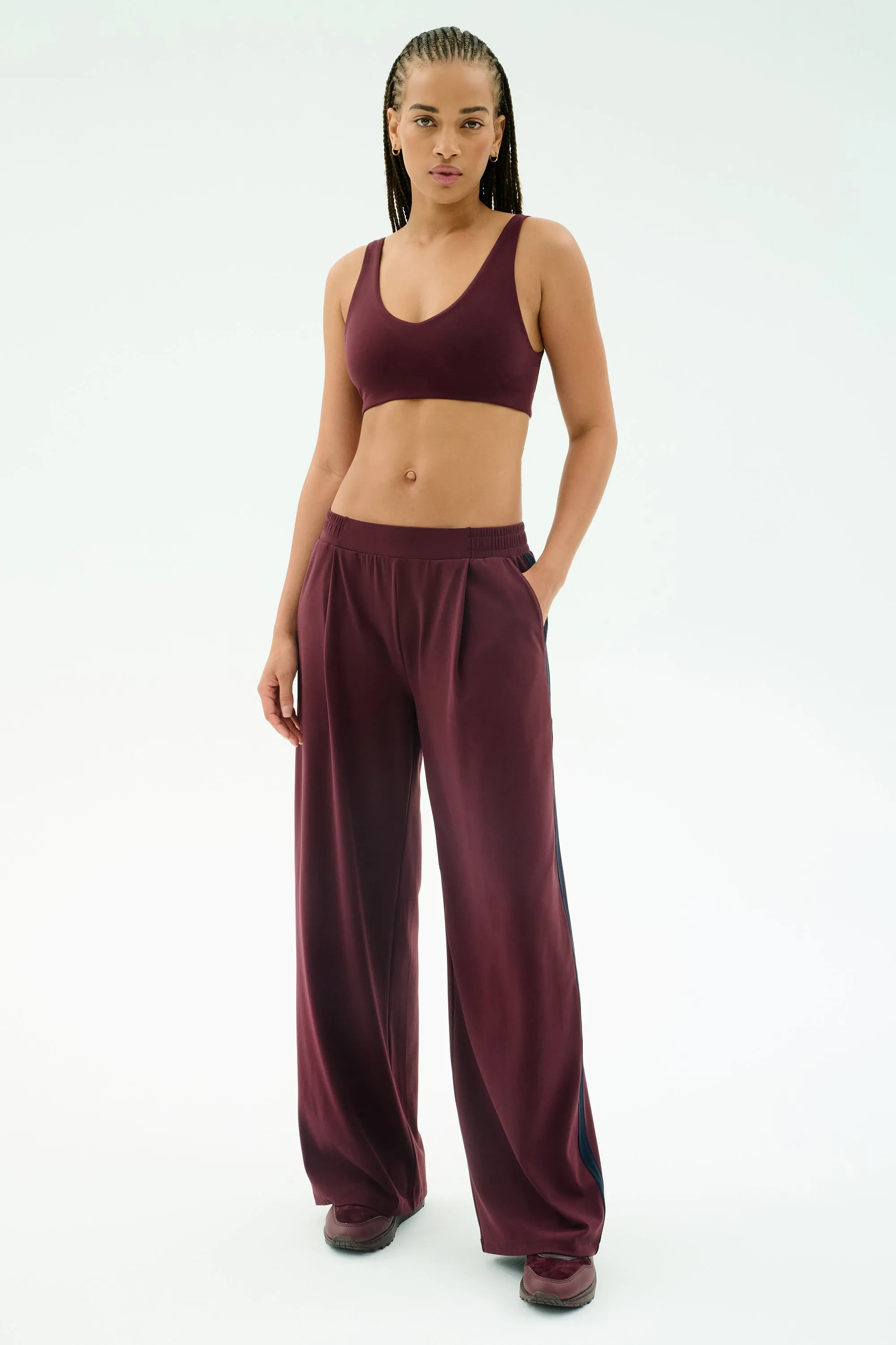 Luca Airweight Trouser with Stripe - Dark Cherry/Indigo Comfort Cushioning Casual Must-Have