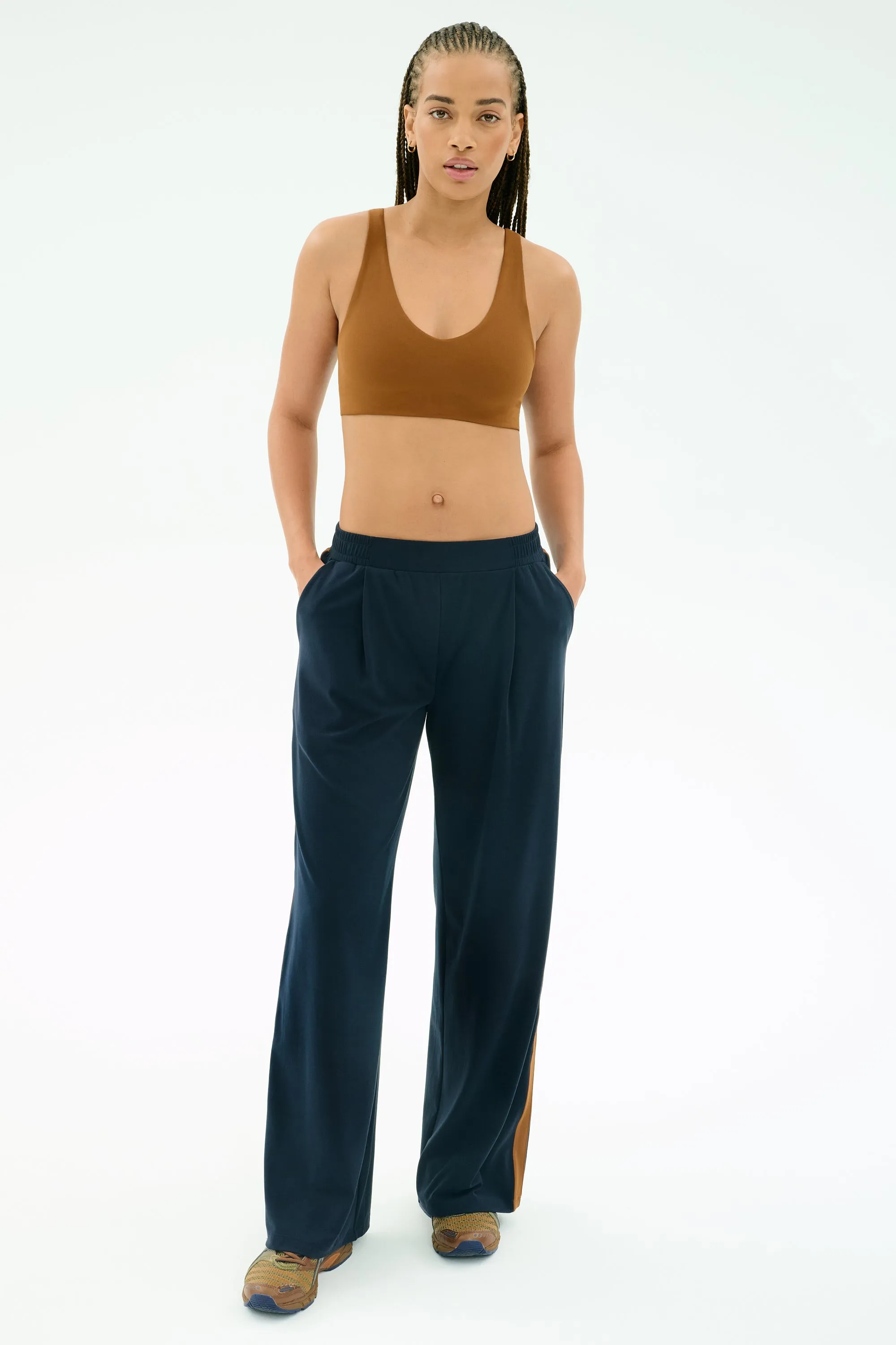 Luca Airweight Trouser with Stripe - Indigo/Honey Simple Silhouette Tough Flex