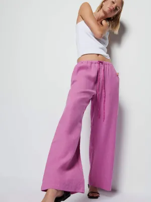 Stretchy Waist Lucia Tie Linen Pant