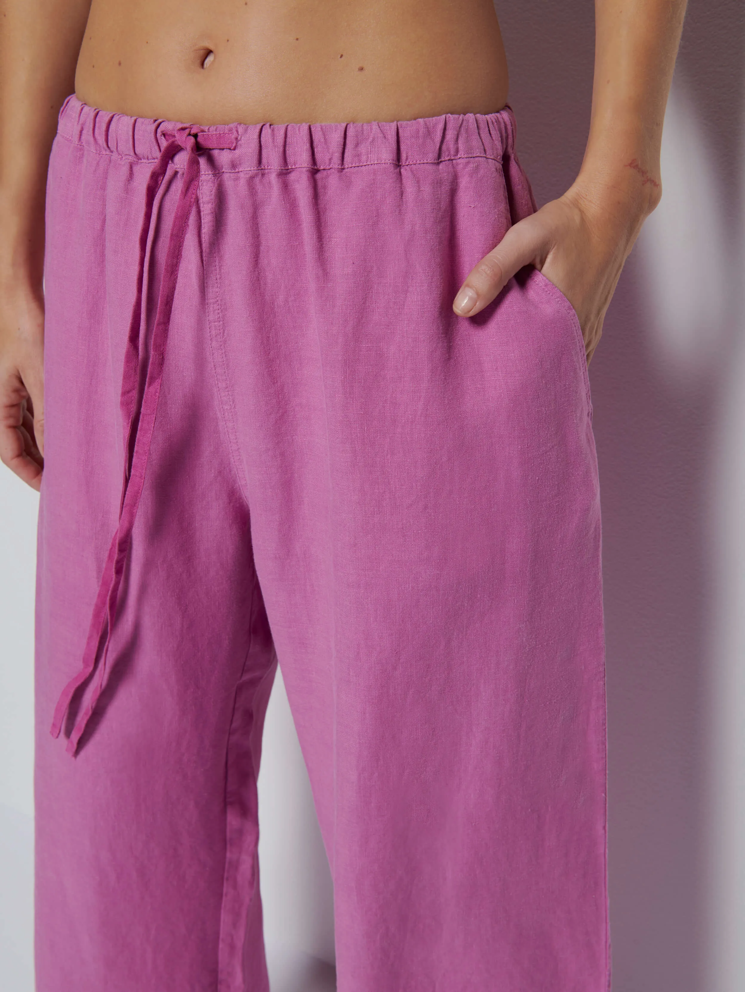 Structured Hemline Lucia Tie Linen Pant