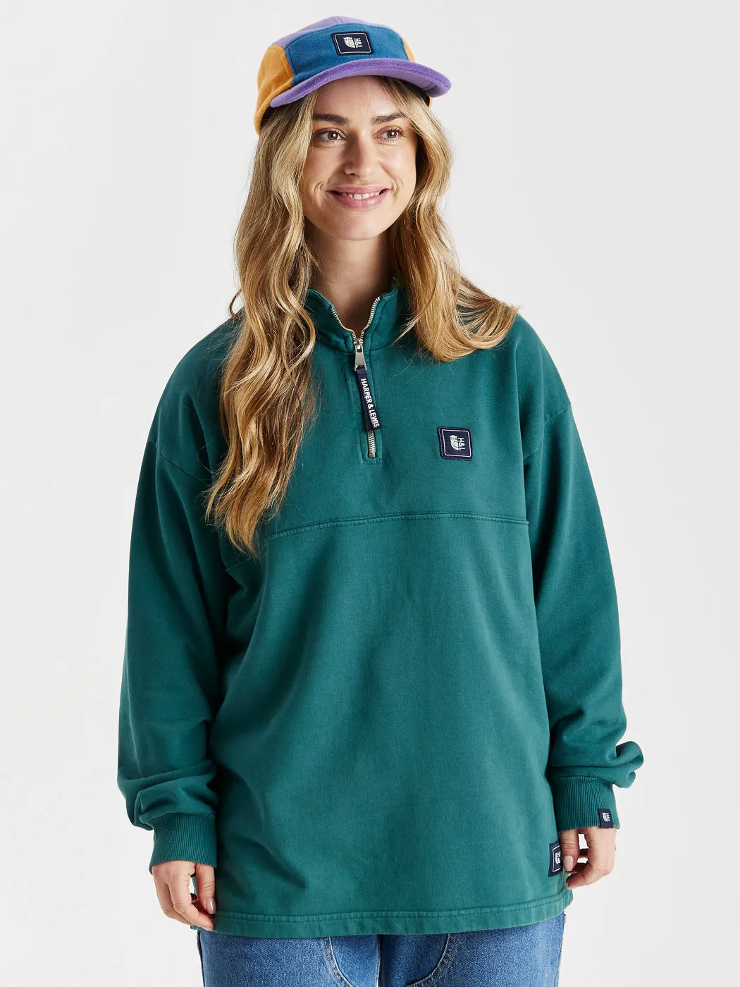 Lumi 1/4 Zip Oversized Sweater Dark Green Product improvement Layered Fit