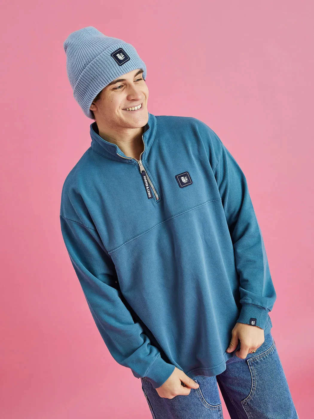 Lumi 1/4 Zip Oversized Sweater Petrol right for beach trips Timeless Fashion