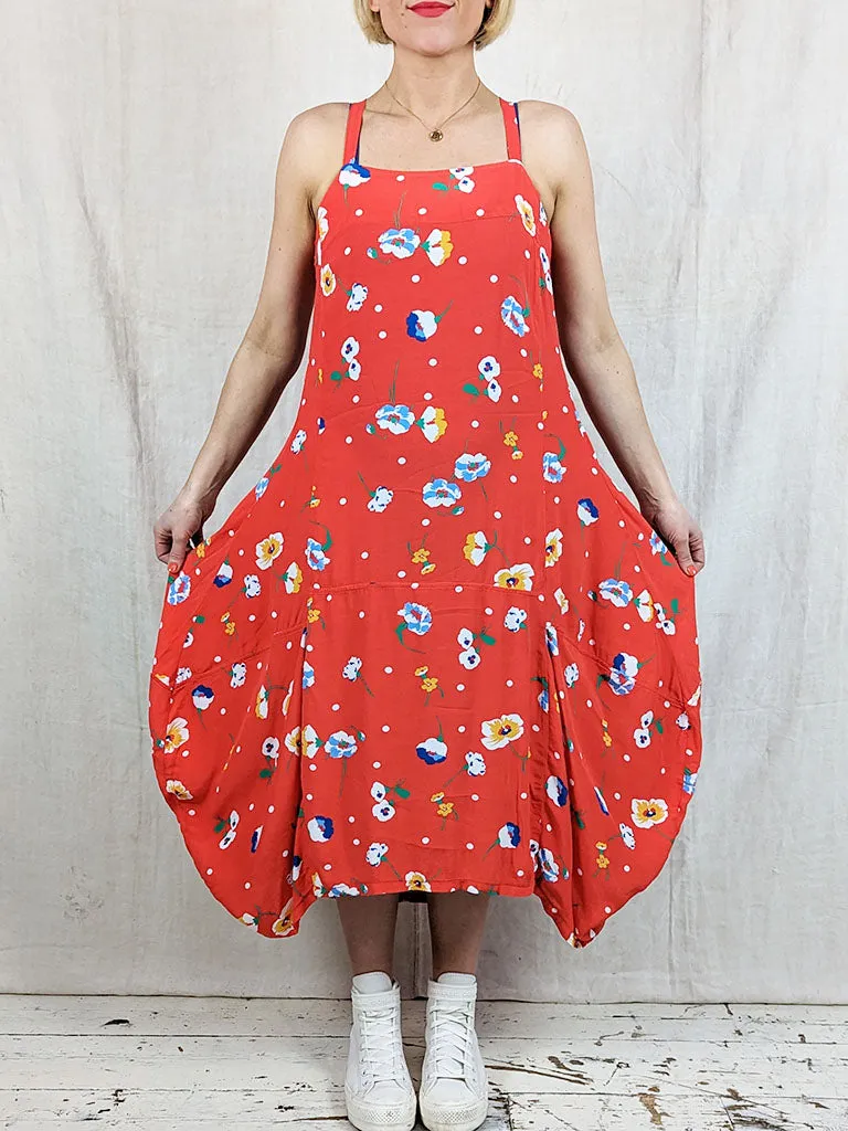 Effortless Touch Lurdes Bergada 448 Printed Dress in Red