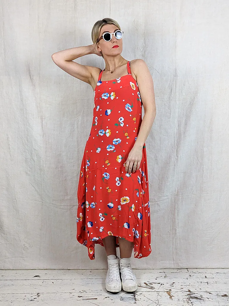 Lurdes Bergada 448 Printed Dress in Red Bow Soft