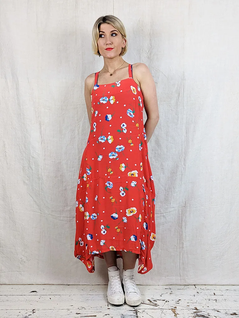 Layered Design Fit Mood Lurdes Bergada 448 Printed Dress in Red