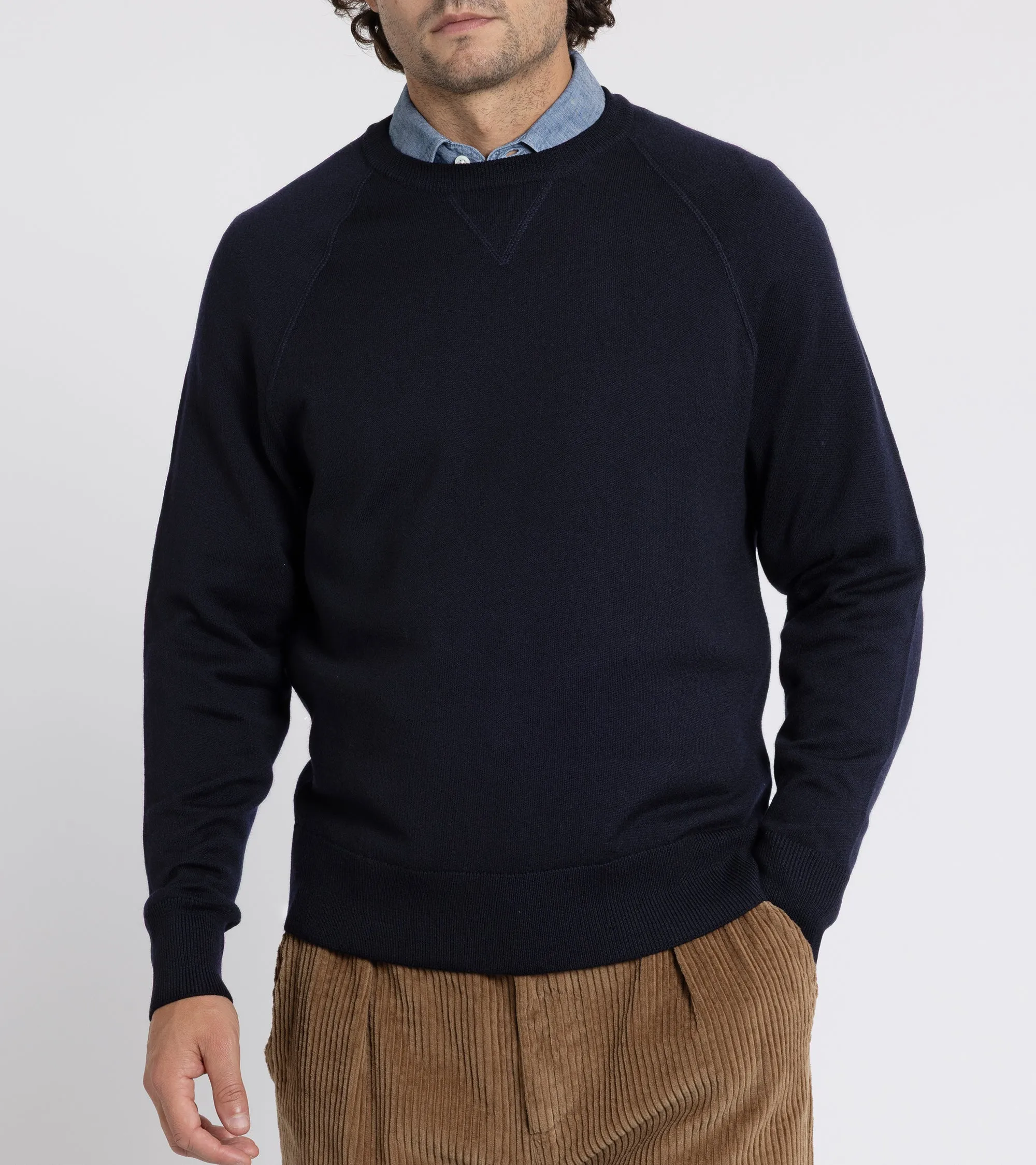 Wave Core Holiday Ease Barena Griego Basilio Merino Knit Sweatshirt: Navy