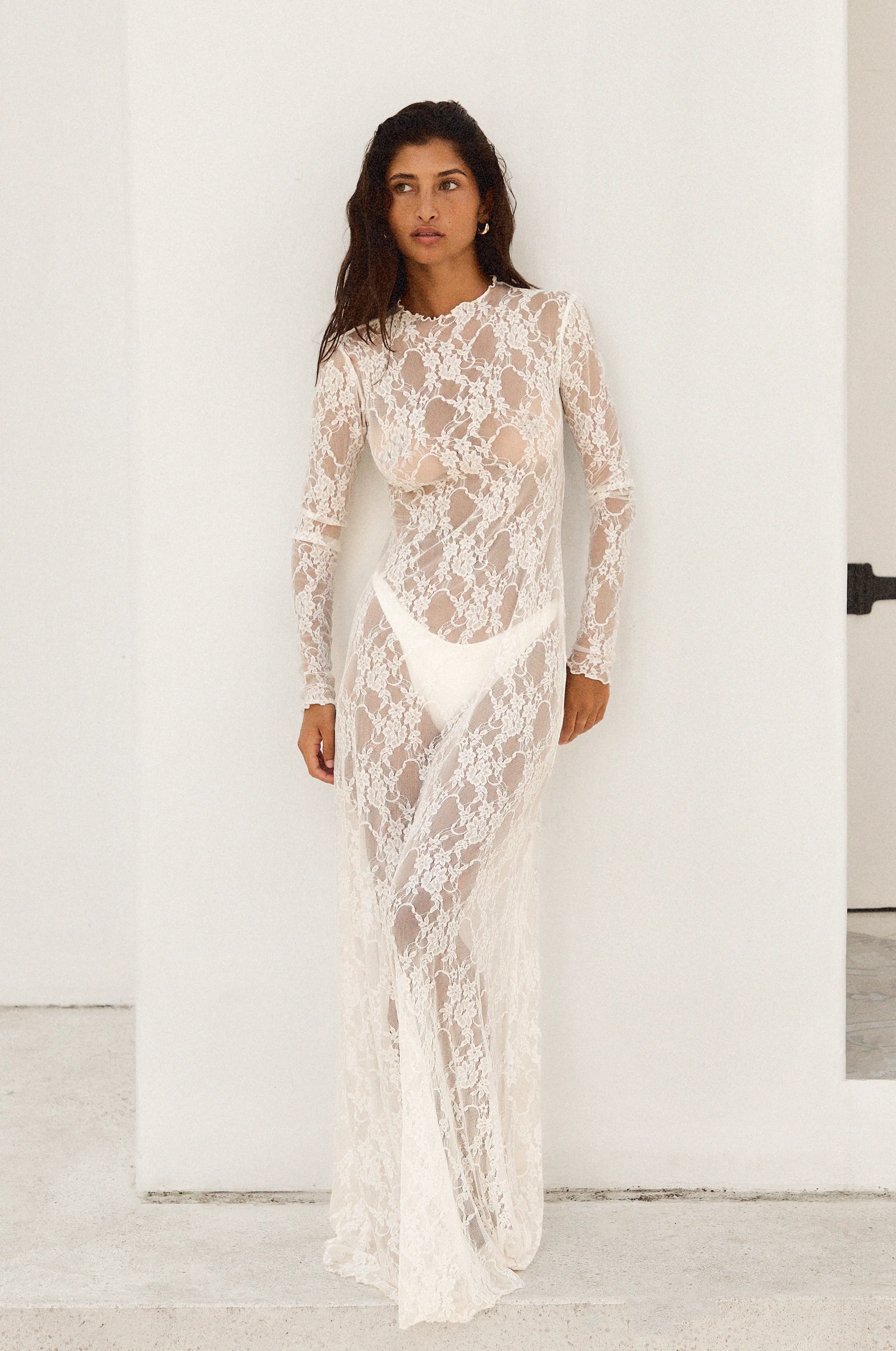 Lyon Lace Dress in White Lace MultiPurposePockets