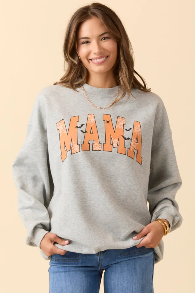 Mama Block Halloween Printed Light Grey Graphic Sweatshirt SALE Layered Look Timeless Layer
