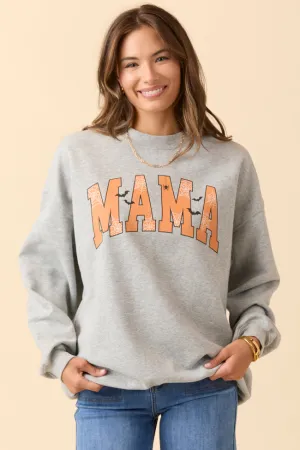 Mama Block Halloween Printed Light Grey Graphic Sweatshirt SALE Layered Look Timeless Layer