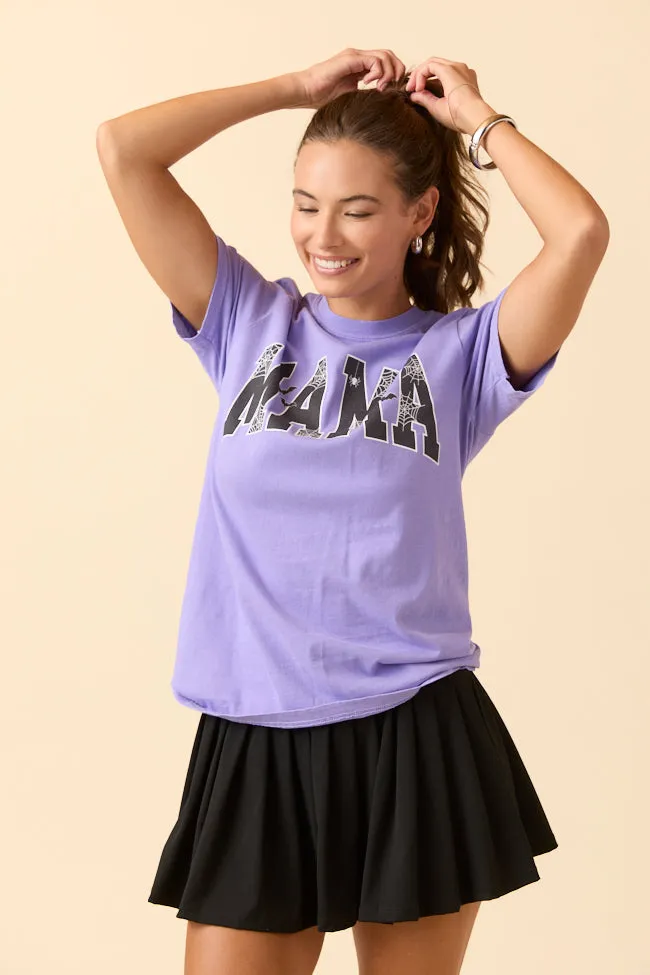 Mama Block Halloween Printed Violet Graphic Tee SALE Daily Casual