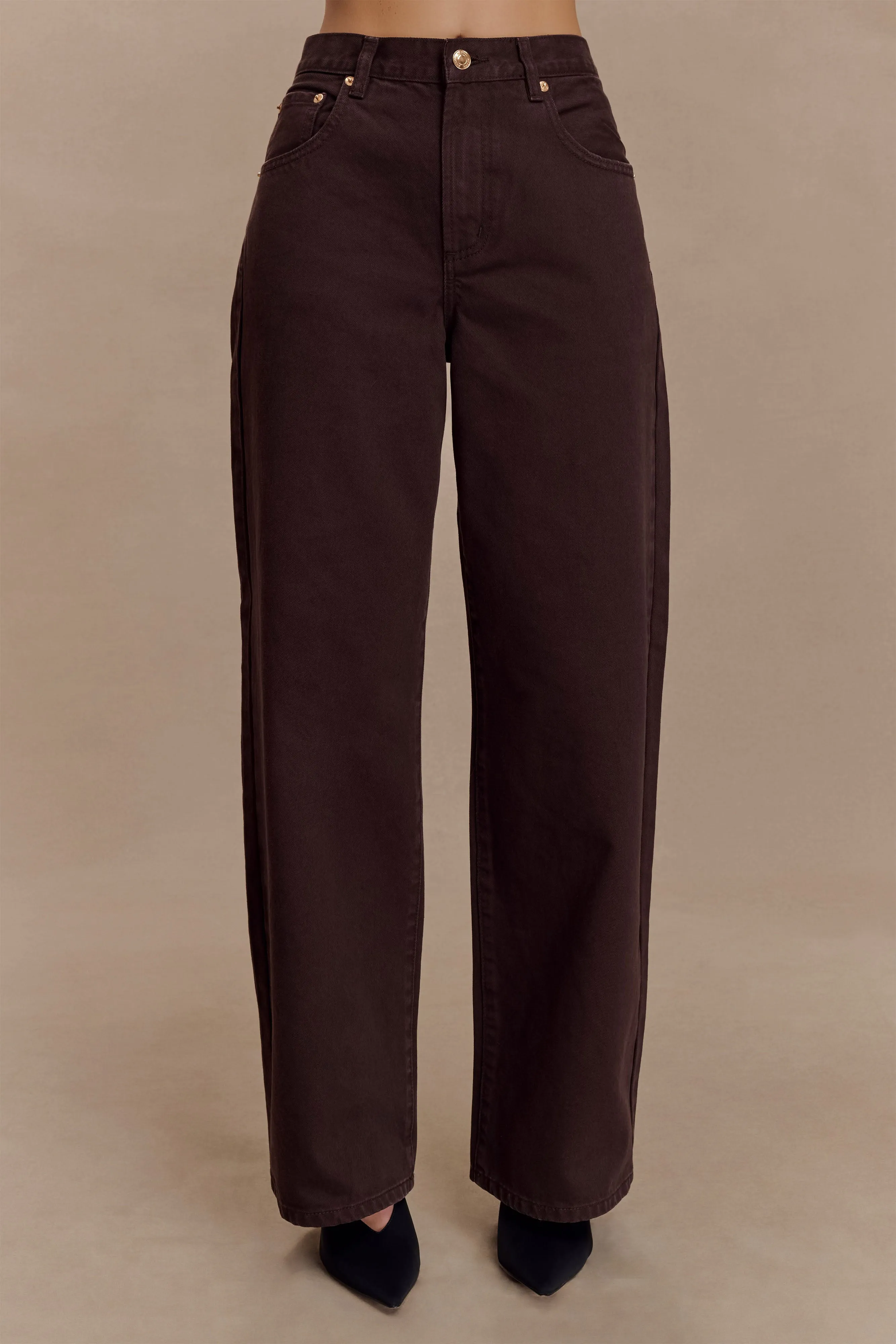 Affordable Unisex Wear Odor Control Coating Mannon Mid Rise Denim Jeans - Chocolate