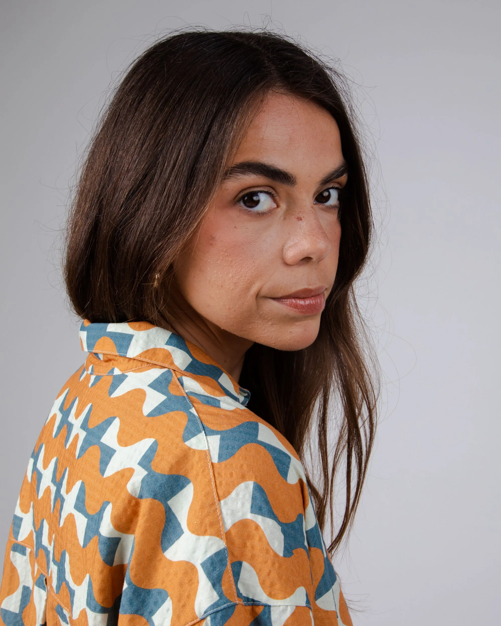 Thermal regulation Big Tiles Cropped Blouse Ochre