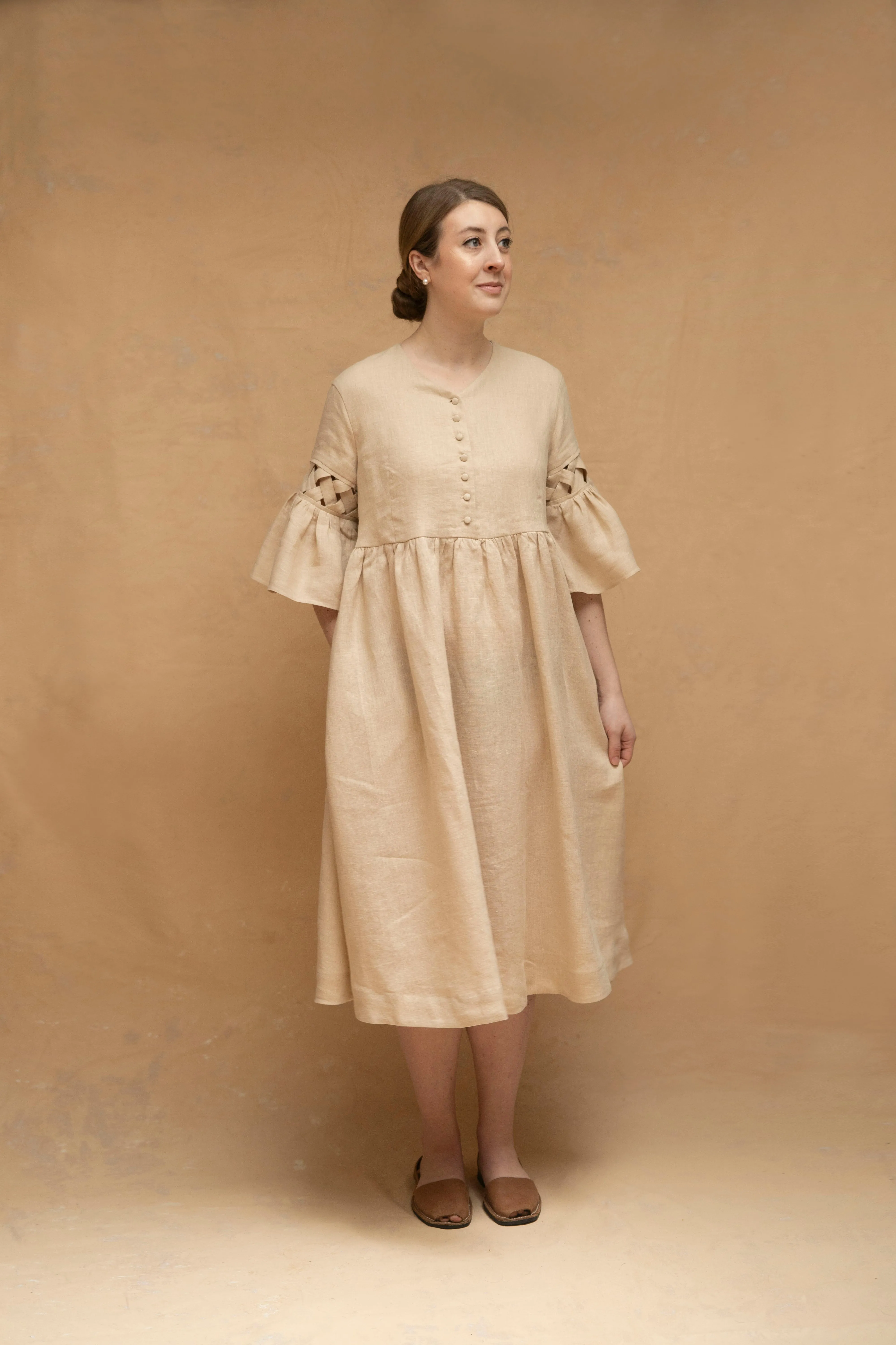Soft Contour Meg'23 Oversized Dress with Short Sleeves, Linen Dress