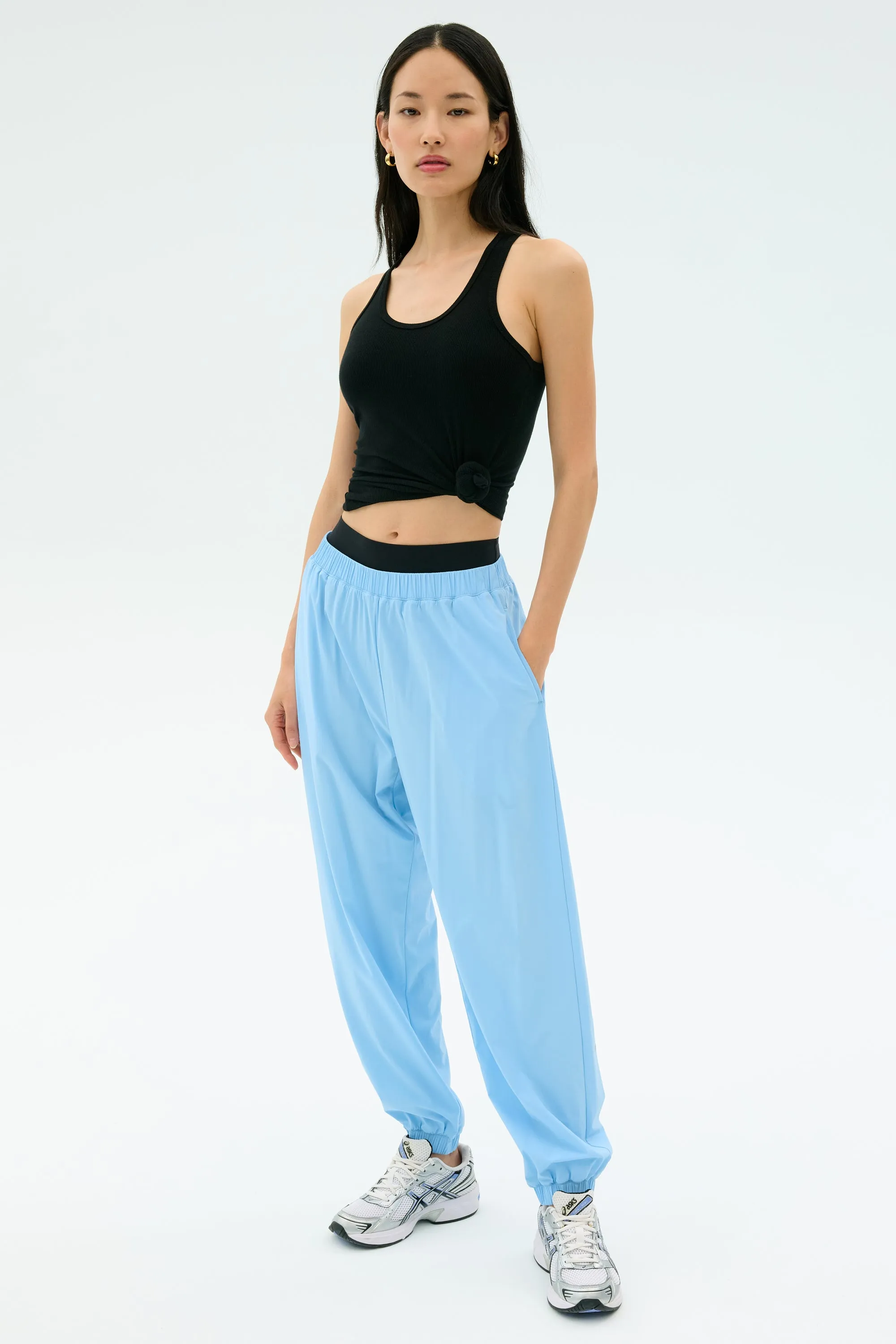 Refined fit Breathable wear Megan Woven Nylon Jogger - Skylight